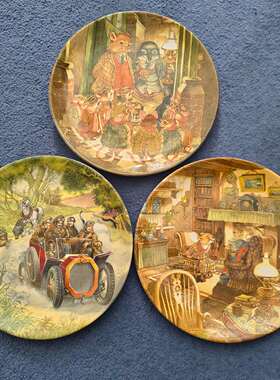 Wedgwood 韦奇伍德柳林风声英国经典童话故事盘 中古纪念装饰瓷盘