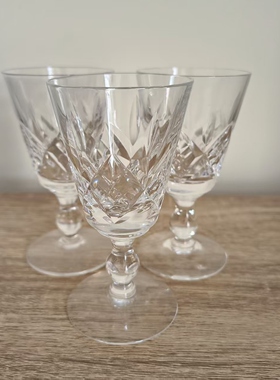 Stuart 斯图尔特 英国百年水晶酒杯 手工切割酒器 稀有绝版甜酒杯
