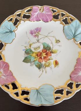 C.T Altwasser 德国 1875-1909年鎏金手绘古董收藏盘 摆件赏盘