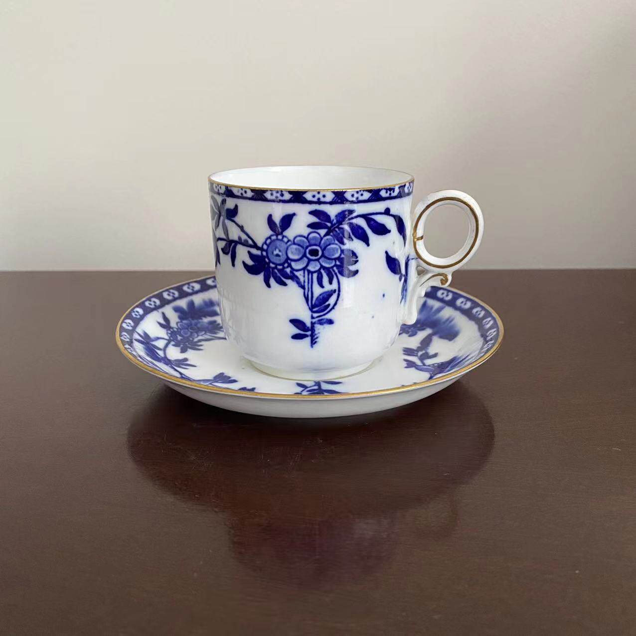 Adderley 阿德利 英国 1912年古董缠枝青花收藏茶杯 百年老咖啡杯