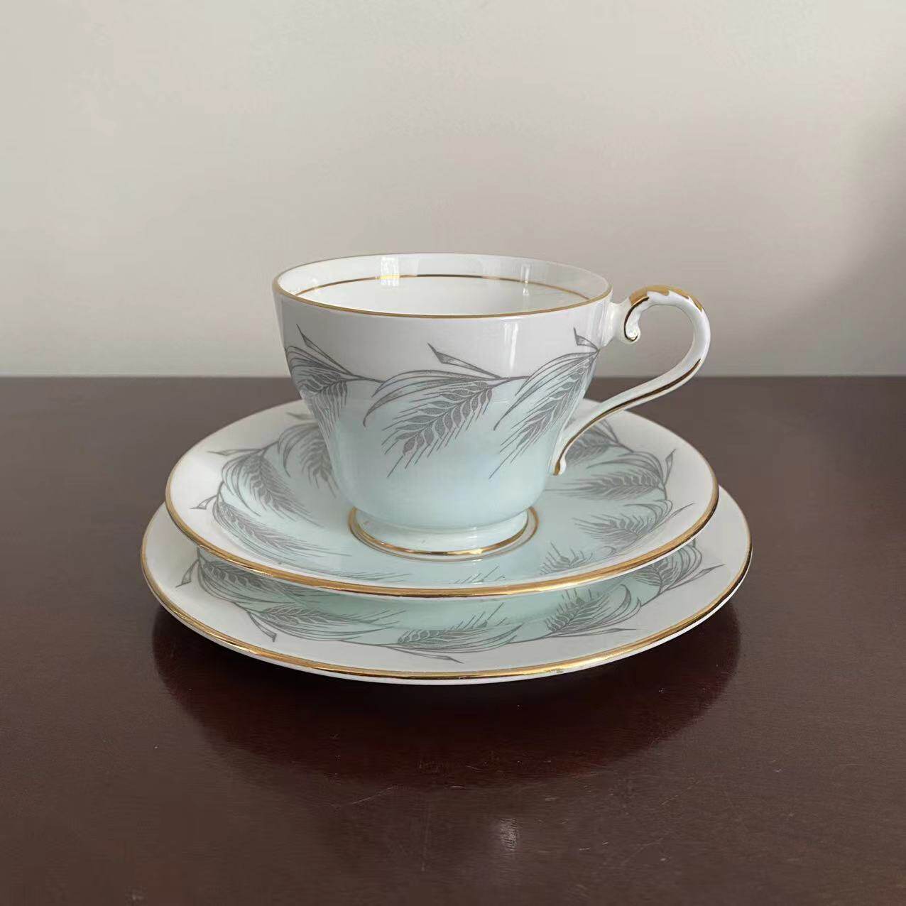 AYNSLEY安兹丽 Blue Wheat 蓝色小麦骨咖啡杯 英国下午茶杯蛋糕盘