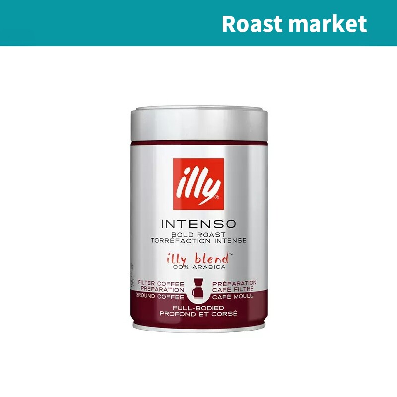 意利illy原装进口深度烘焙手冲过滤纯黑咖啡粉美式粗研磨250g罐装图片