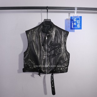 真皮新款马甲女款绵羊皮时尚个性显瘦气质爆款拉链无袖机车风背心