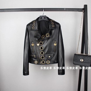 欧洲站绵羊皮夹克机车外套 2024春款 新款 欧货真皮皮衣女潮流时尚
