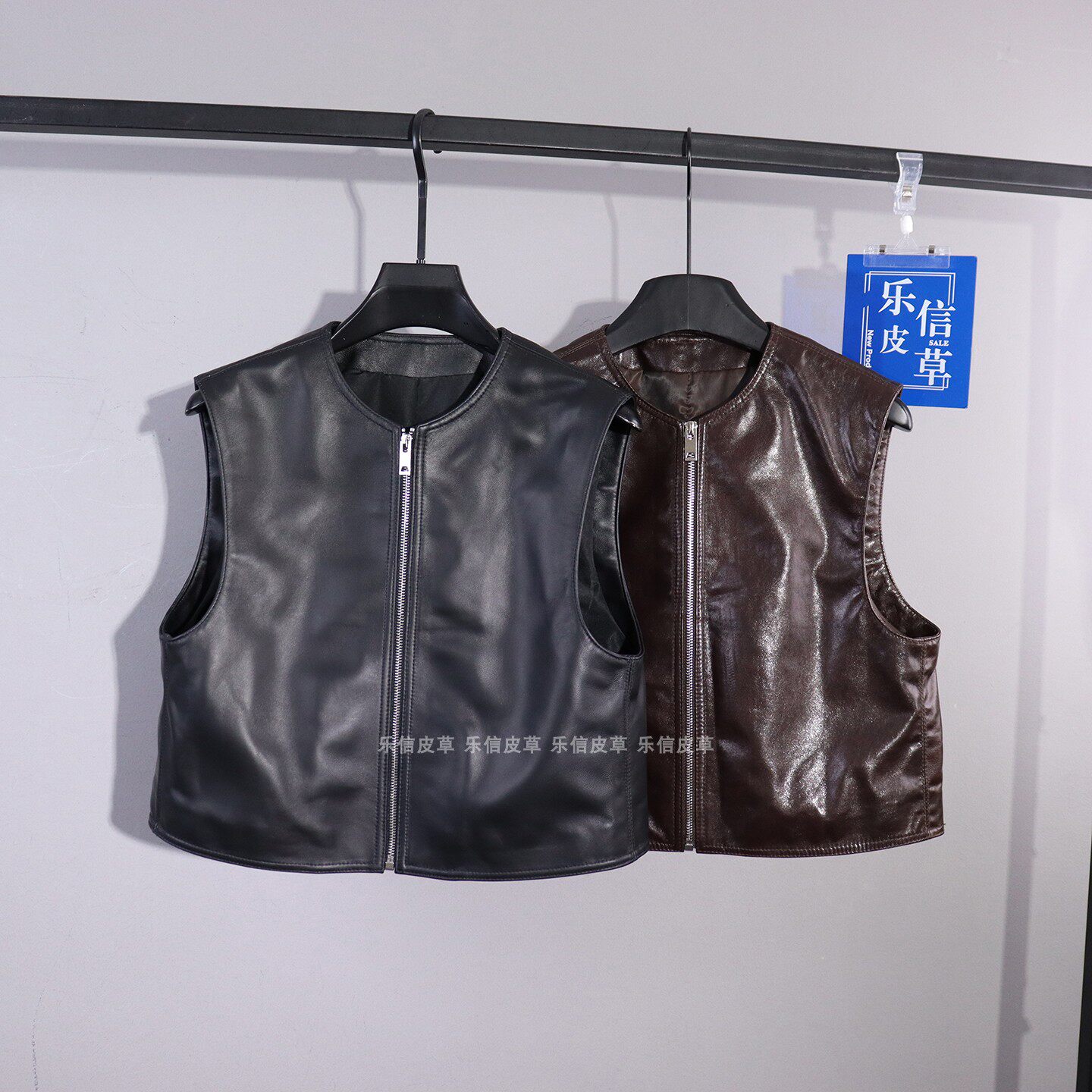 时尚新款真皮马甲女绵羊皮百搭气质修身显瘦无袖背心拉链马夹外搭