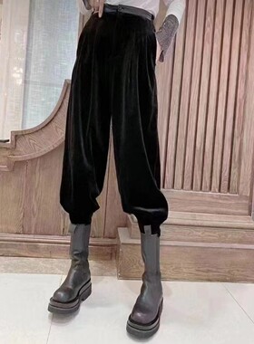 松紧腰百搭九分裤拼接裤子