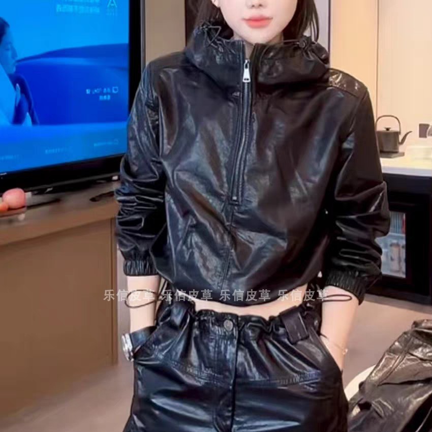 真皮新款皮衣女士绵羊皮时尚爆款百搭洋气修身显瘦机车皮夹克皮裤