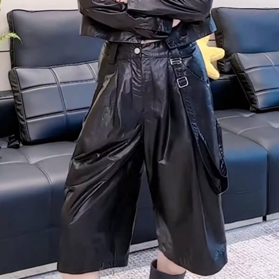 新款气质时尚酷感直筒裤休闲风皮裤女款洋气宽松高腰显瘦百搭皮裤,女装/女士精品,皮衣,淘宝优惠券,粉丝福利购,淘宝优惠卷