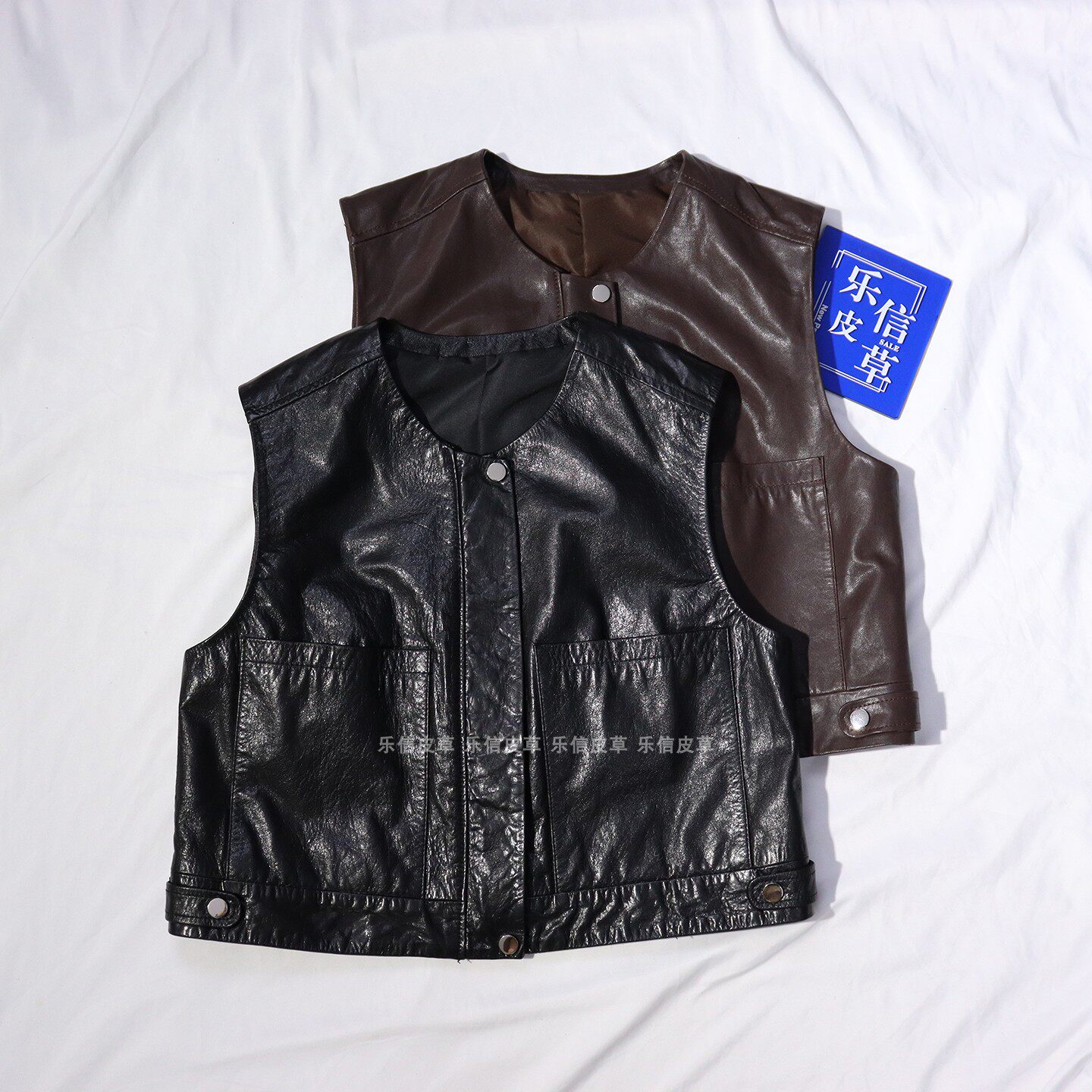 新款真皮马甲女绵羊皮时尚圆领百搭气质坎肩休闲无袖修身显瘦马夹