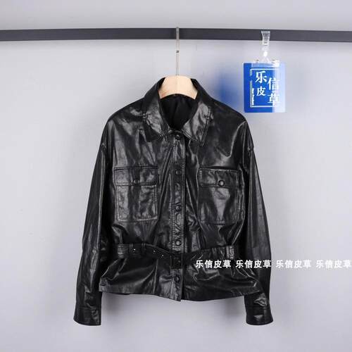 无注册商标小个子真皮短款皮衣