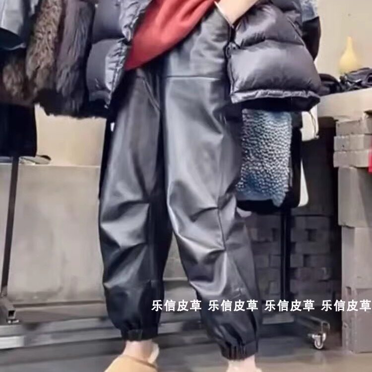 哈伦裤帅气皮裤新款束脚
