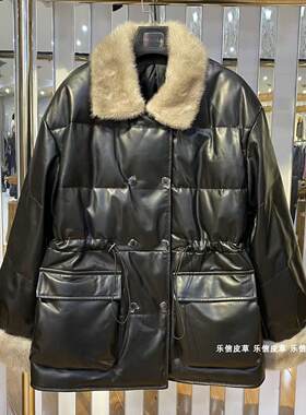 水貂毛领绵羊皮皮衣外套