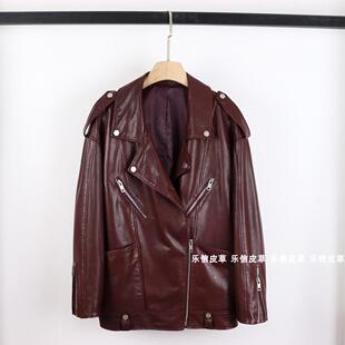 绵羊皮皮衣外套女中长上衣真皮皮衣宽松油蜡皮2024新款大彤彤同款