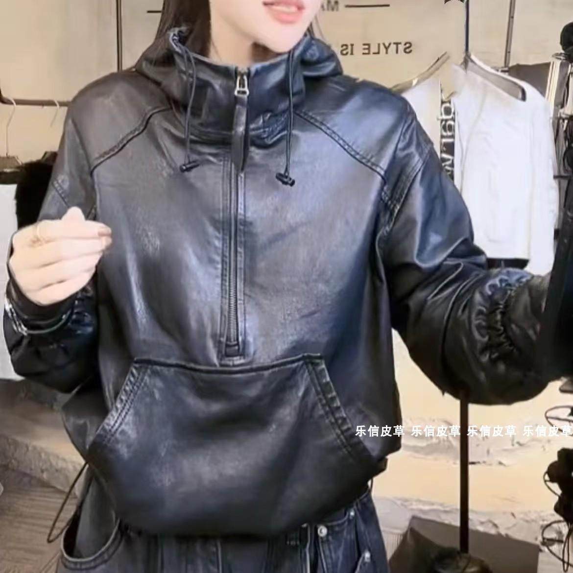 真皮绵羊皮真皮外套女个性短款