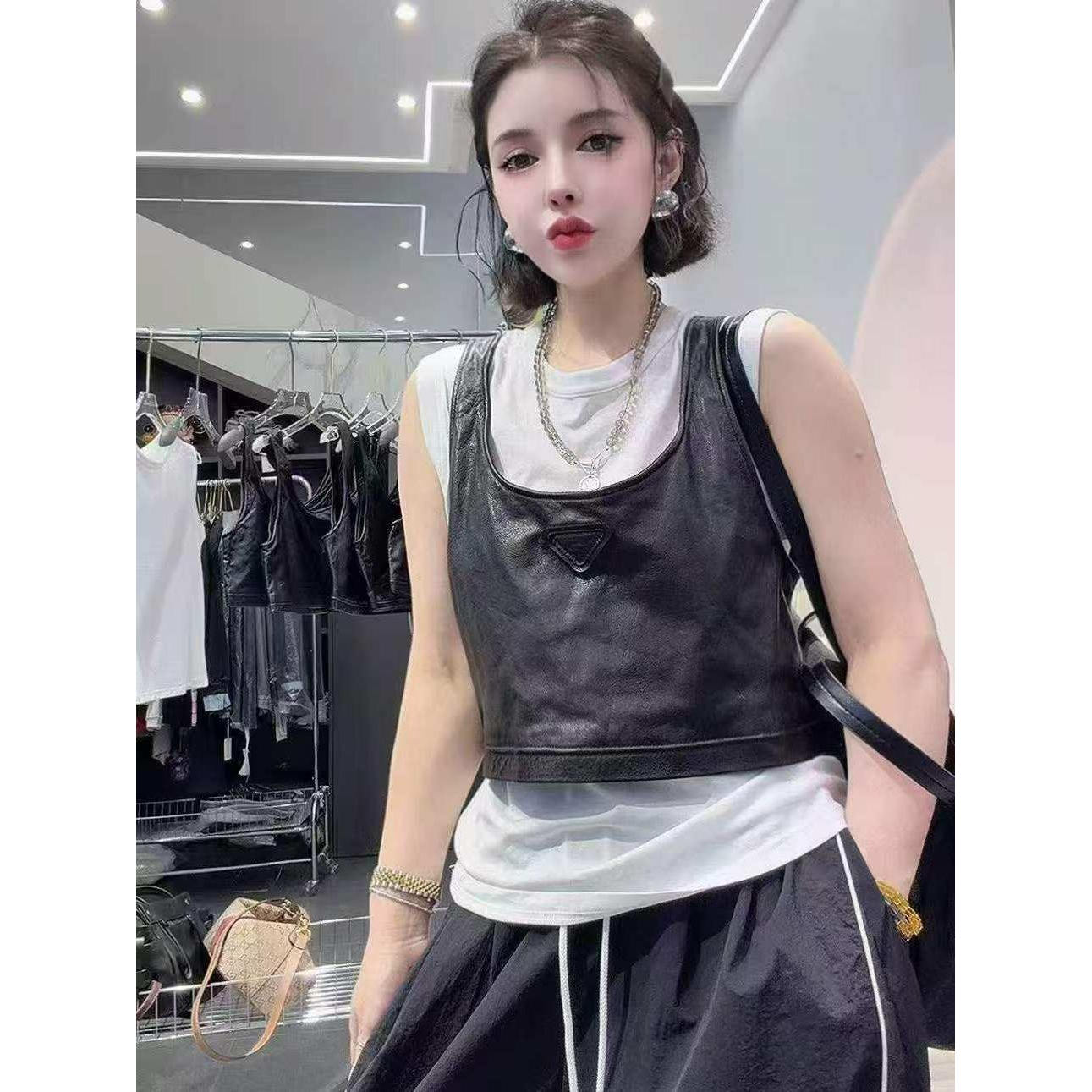 陈太太同款真皮绵羊皮无袖马甲女背心外搭简约时尚百搭美背款
