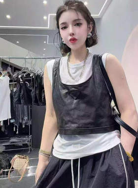 陈太太同款真皮绵羊皮美背马甲