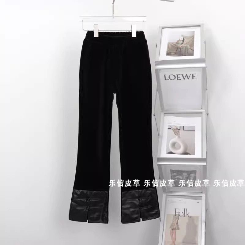 松紧腰中国风九分拼接盘扣