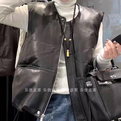 真皮新款马甲短款休闲无袖马夹