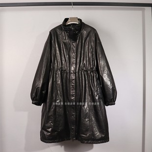 新款真皮羽绒服女款牛皮油蜡皮休闲百搭气质时尚中长款显瘦白鹅绒