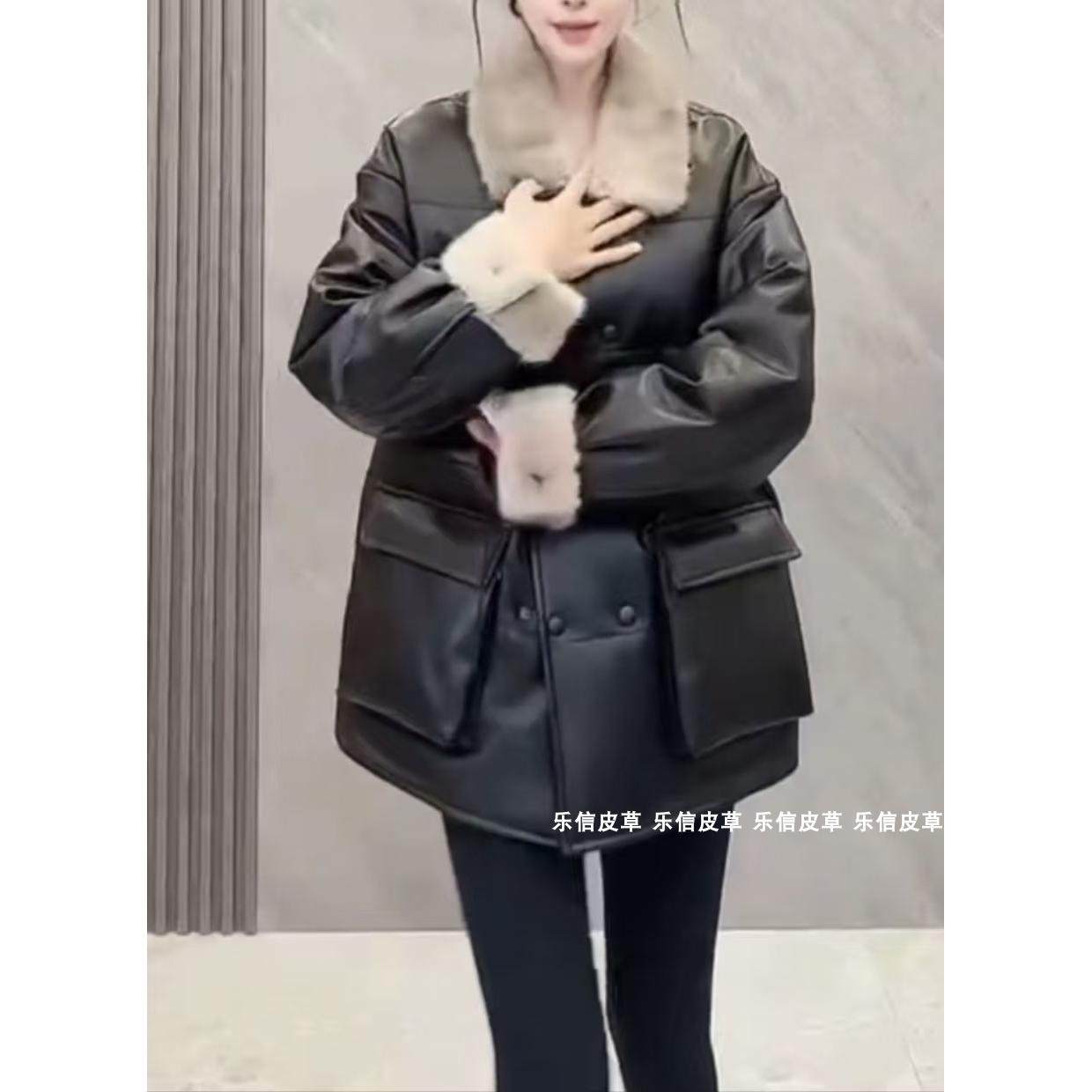 其他宽松通勤中长款真皮皮衣