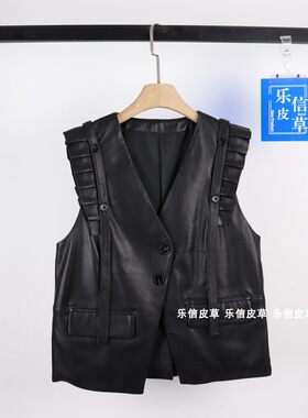 无袖显瘦新款真皮马甲时尚