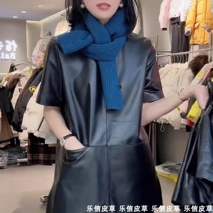 其他宽松通勤中长真皮绵羊皮皮衣