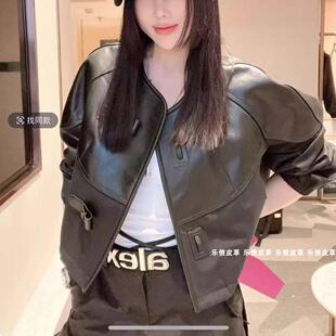 网红同款中式国潮真皮皮衣女减龄绵羊皮盘扣韩版修身外套潮