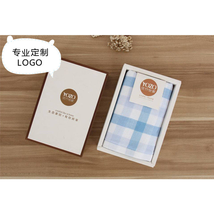 优竹春日和格子毛巾家用素色洗脸巾面巾活动促销开业礼品定制logo