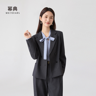 幂典灰色西装外套女春季新款体制内干练通勤气质职业装银行工作服