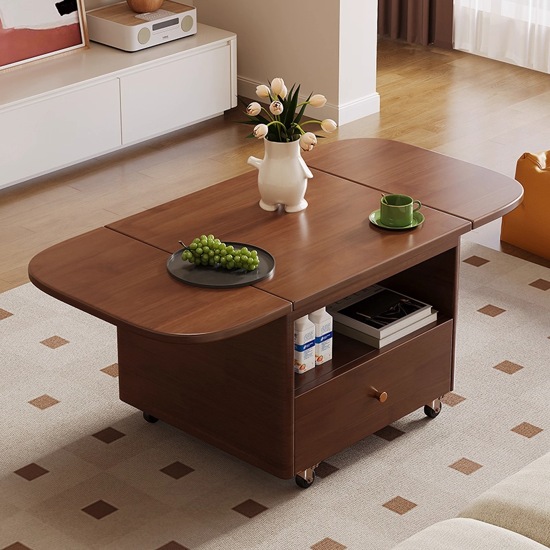 可移动实木折叠茶几客厅沙发边柜
