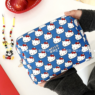 化妆包大容量分区可爱kt拉链手提包外出旅行包防水洗漱杂物收纳袋