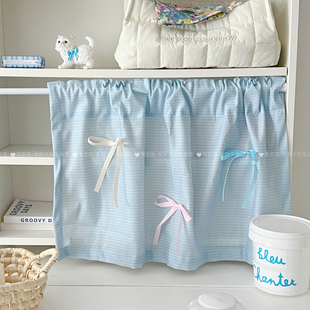 门帘遮挡帘免打孔ins甜美蝴蝶结卧室遮光布帘电箱遮丑帘柜帘半帘