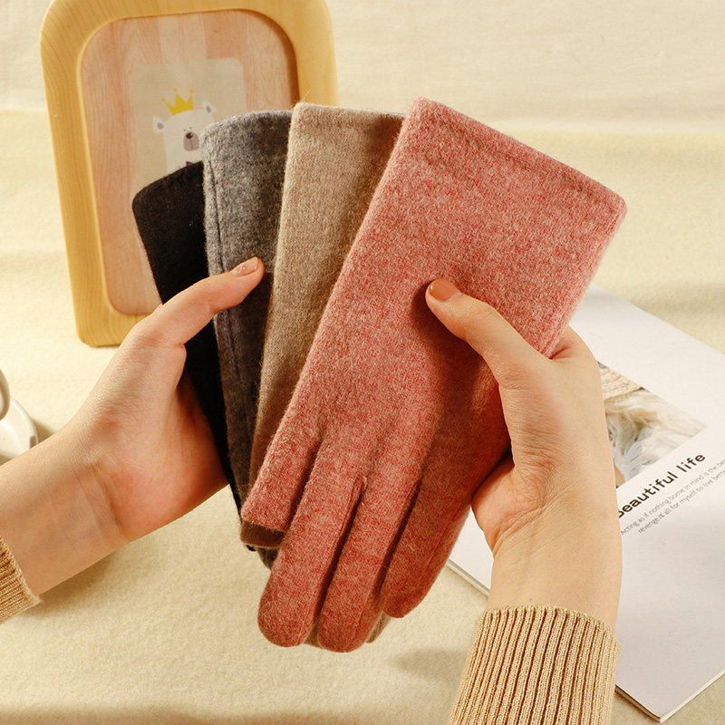 SUEDE GLOVES FOR MEN AND WOMEN IN WINTER RIDING OUTDOOR PLUS VELVET WARM AND NON-SLIP DRIVING MOTORCYCLE RIDING TAKEAWAY LEAK TWO FINGERS