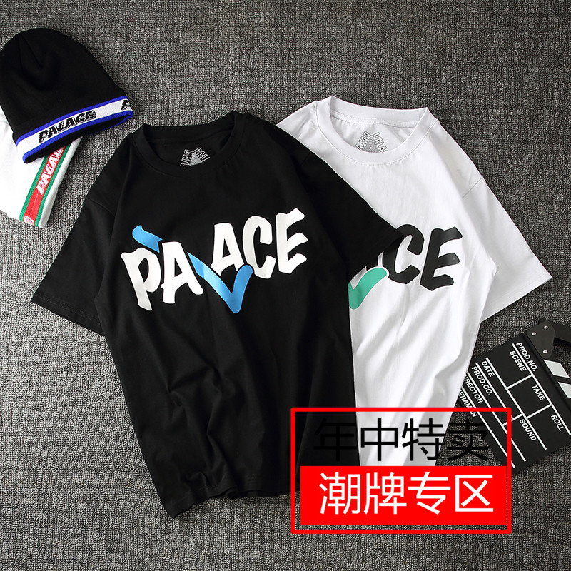 PALACE 18ss LOGO NECK T-SHIRT 短袖T恤 186ss基础款 黑白情侣款