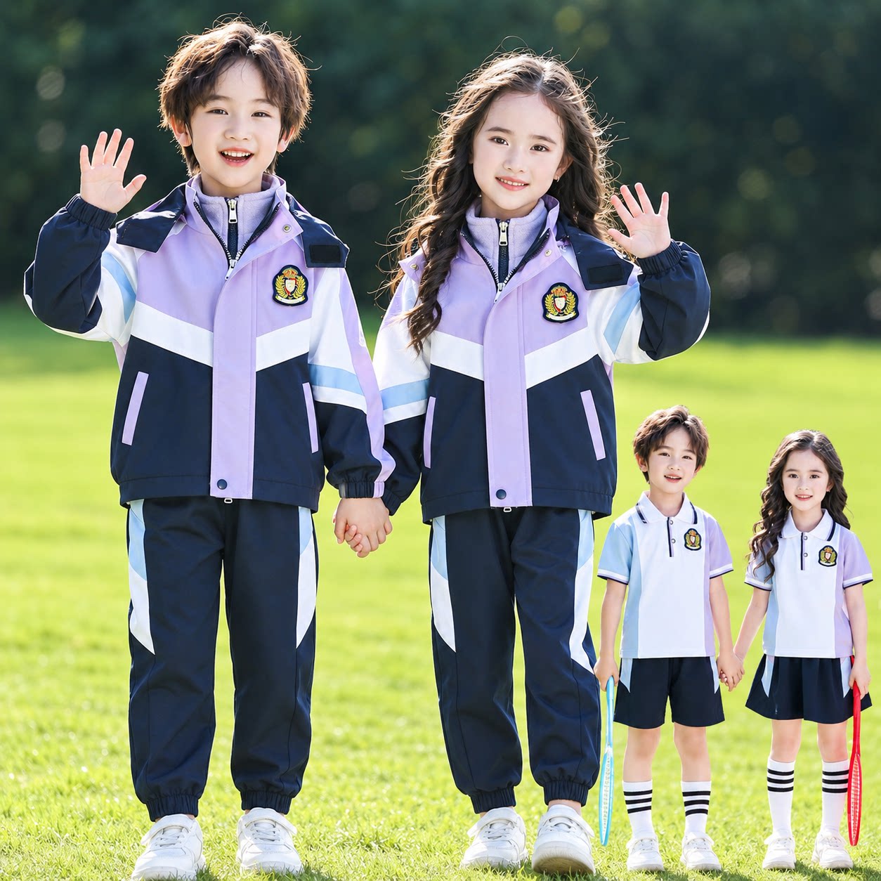 班服小学生校服冲锋衣三件套儿童年级运动会套装幼儿园园服春秋装