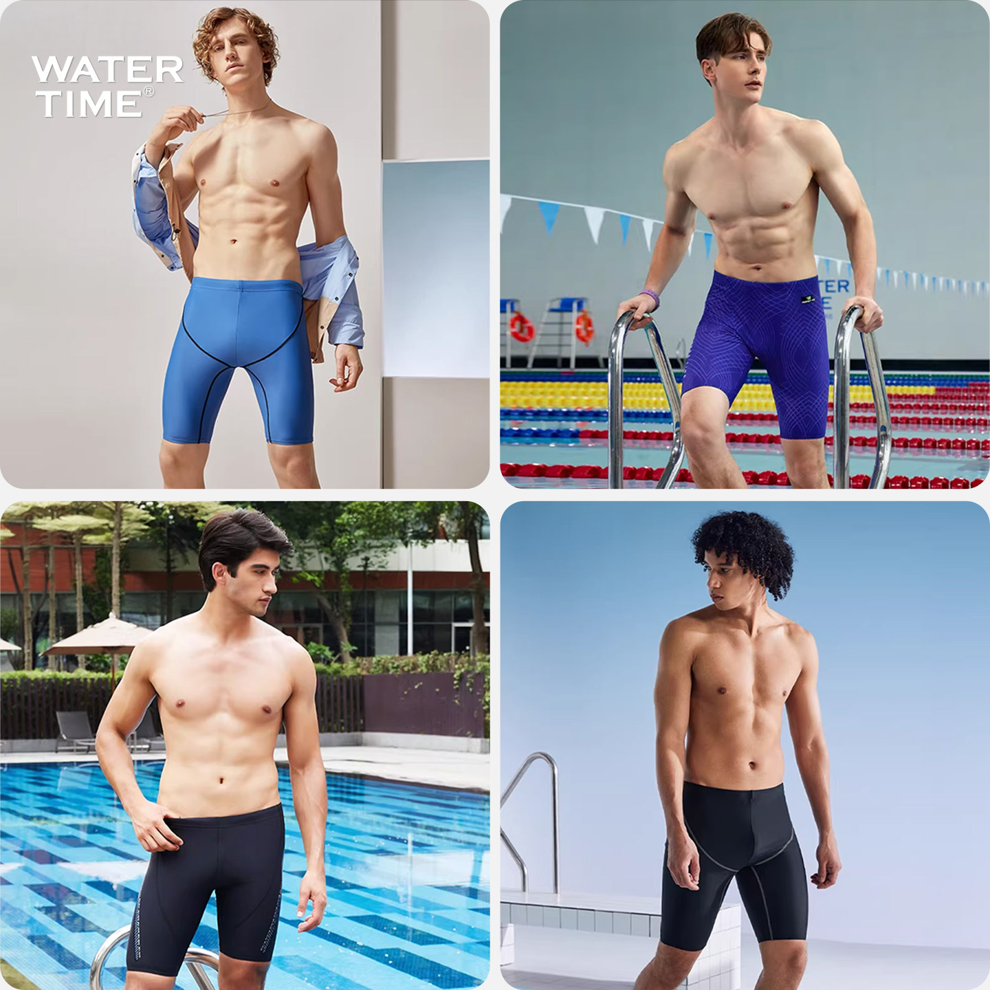 【清仓特价】WaterTime泳裤男士平角专业训练防尴尬速干游泳装备