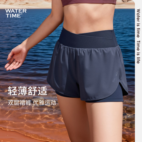WaterTime泳裤女款平角保守遮肉
