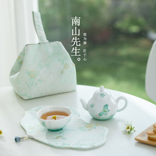 南山先生青玉茶壶便携装 一壶一杯快客杯 户外便携旅行茶具收纳套装