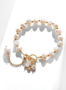 巴洛克淡水珍珠气质优雅蜜蜂吊坠手链女2026年新款潮时尚网红手串