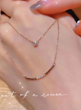 缀饰纯银双层女微笑项链