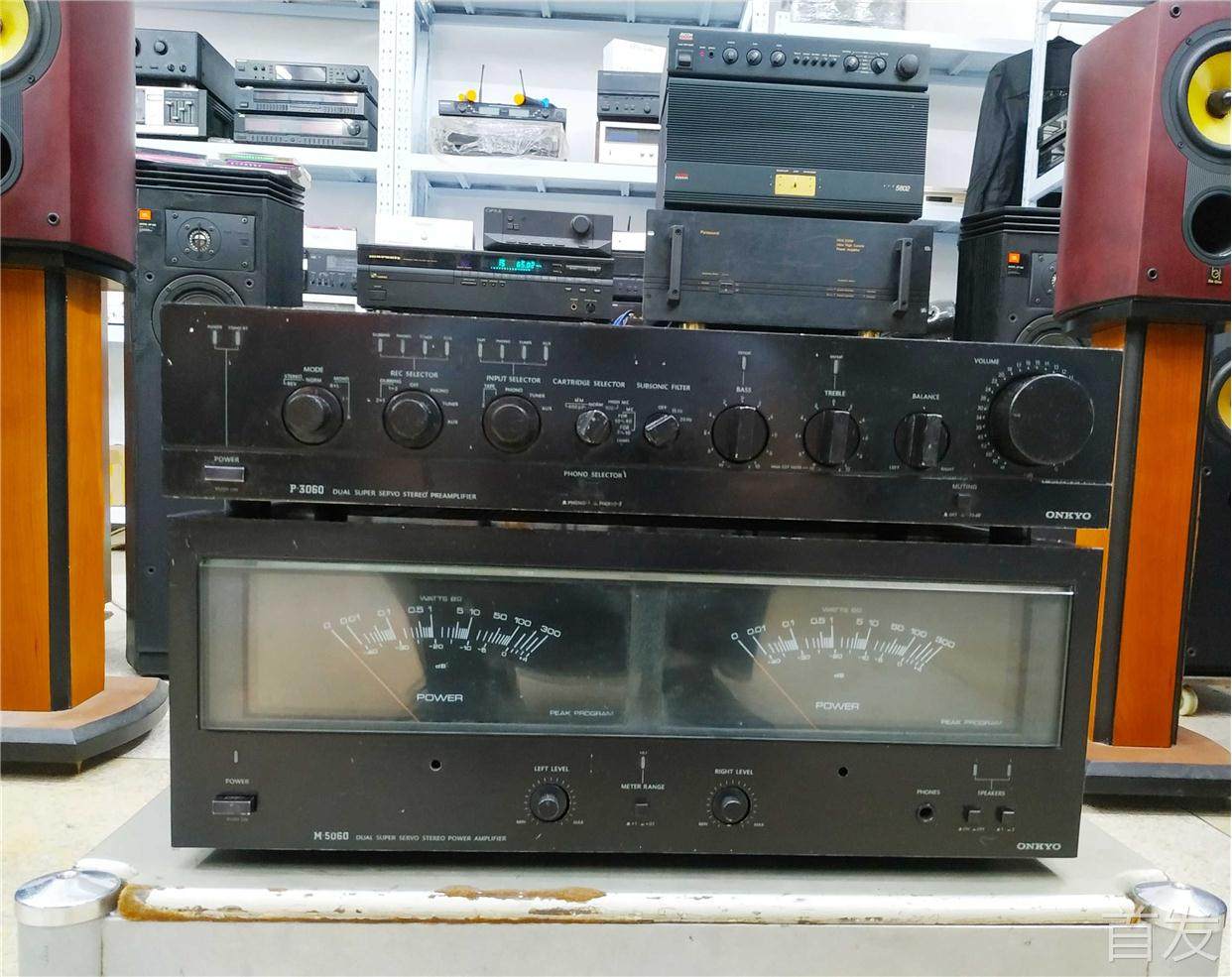 二手进口音响 日本Onkyo/安桥P-3060 M-5060发烧HIFI前后级功放..