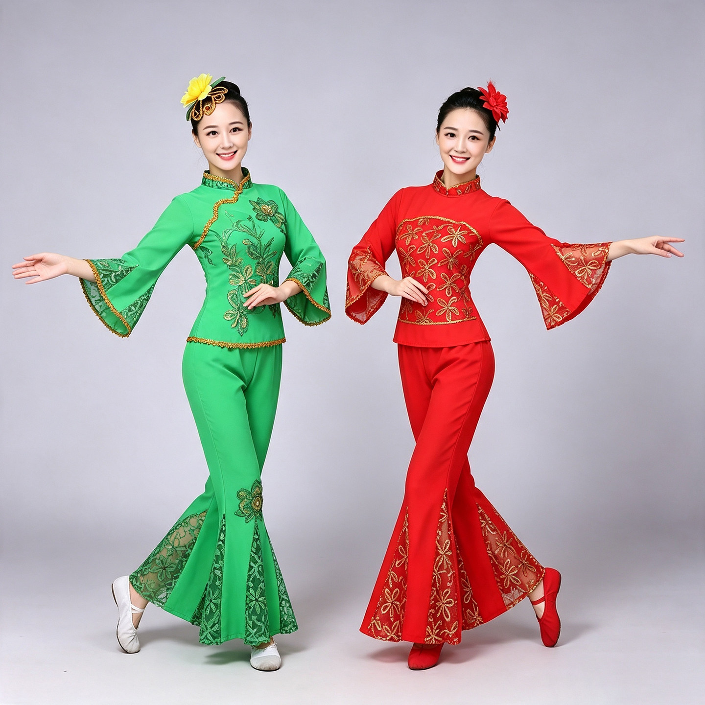 2026新款秧歌服演出服成人女中老年扇子舞腰鼓队广场舞扭秧歌套装图片