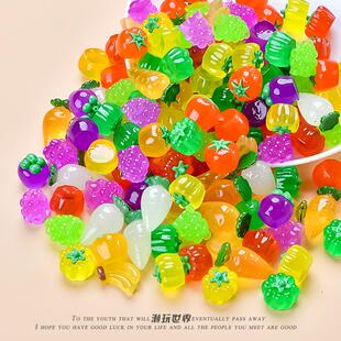 仿真迷你夜光小水果蔬菜超可爱潮玩小摆件儿童过家家玩具桌面摆件