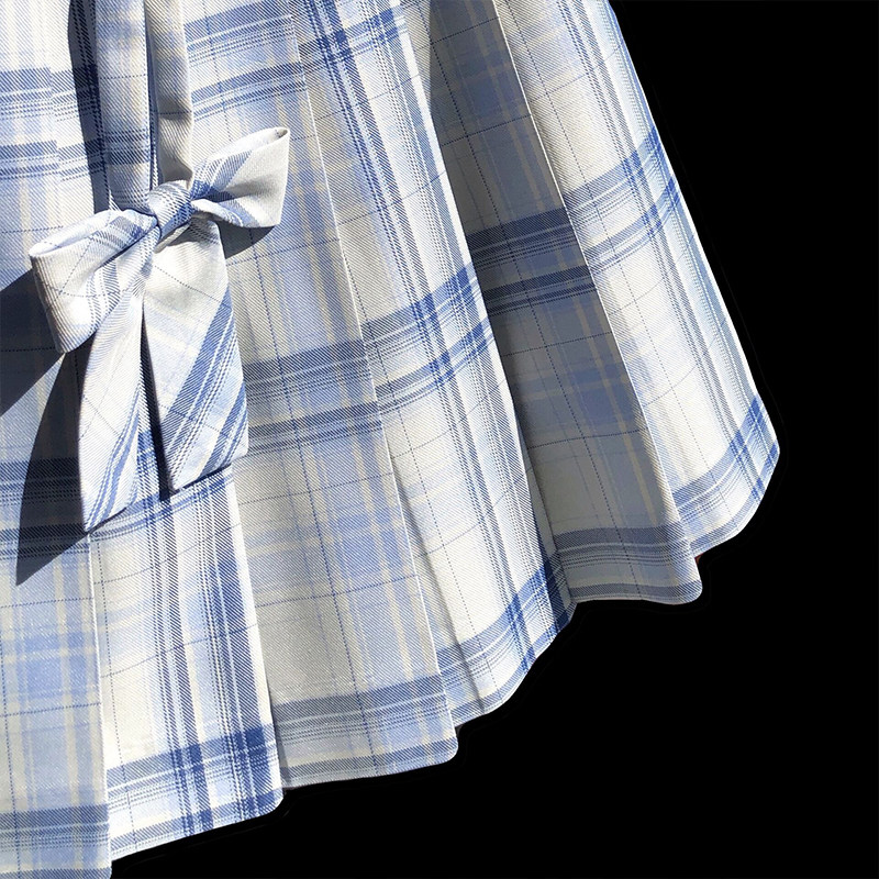 现货【雪满】正统jk格裙制服裙蓝白格新年圣诞2021冬新款