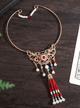 原创马面璎珞古风项圈晚明流苏国风平安项链汉服配饰明制中式饰品