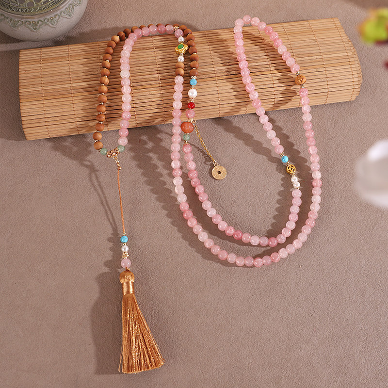 新中式国风斜挎链粉色长款璎珞民族风木质串珠项链汉服马面裙配饰,饰品/流行首饰/时尚饰品新,项链,淘宝优惠券,粉丝福利购,淘宝优惠卷