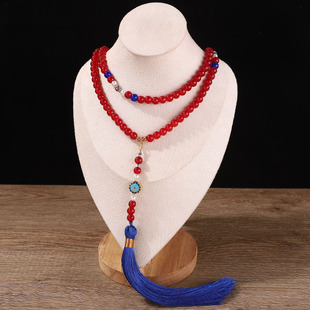 新中式红色汉服马面裙项链璎珞背云流苏新中式复古时尚百搭斜挎链