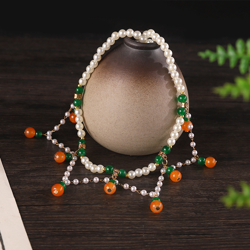 新中式古风璎珞坦领项链日常古风汉服珍珠吊坠明制复古宋制配饰女