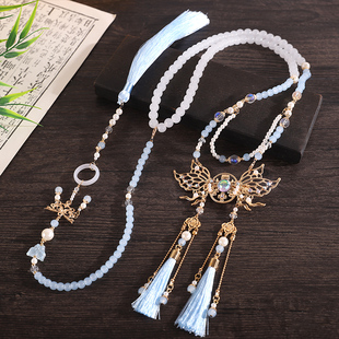 新中式古风汉服璎珞项链超仙气质璎珞背云项链复古百搭旗袍配饰女