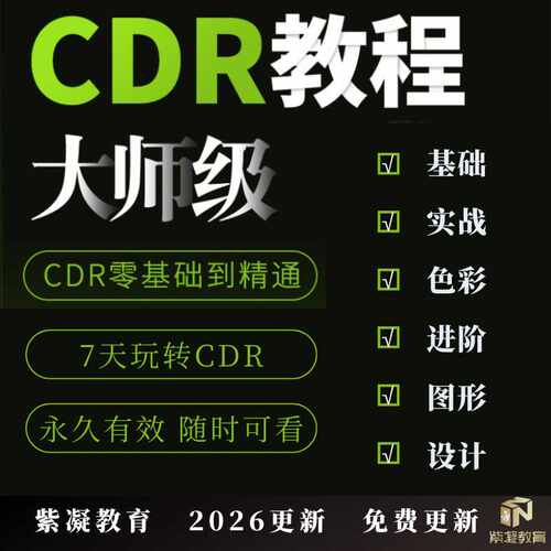 CDR教程视频Coreldraw自学平面设计广告排版零基础入门学习课程